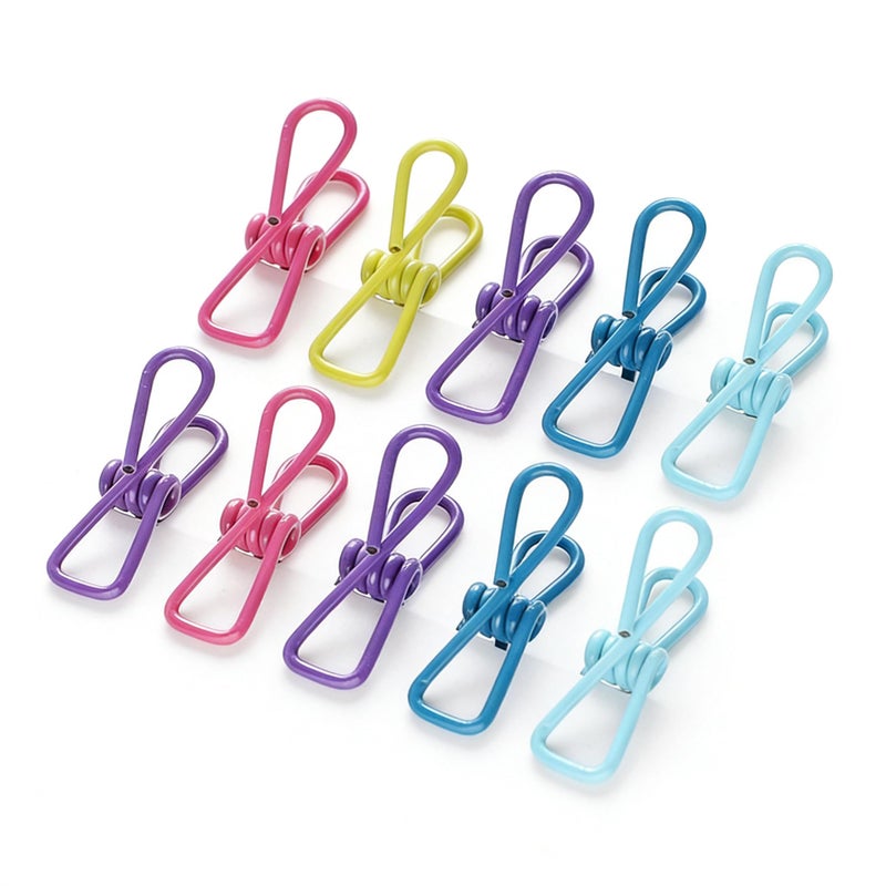 Fusionchaos 10 Pack Chip Clips, Bag Clips, Metal Clothes Pins | Heavy Duty PVC-Coated Food Clips for Kitchen, Laundry & Strong Paper Clips for Office | Waterproof Durable Vibrant Utility | Assorted Random Colors - Image 1