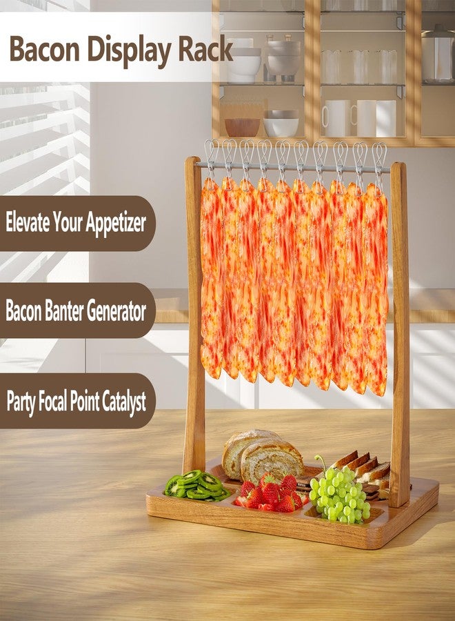 Sueuapp Acacia Bacon Display Rack,Patented Design Bacon Clothesline Serving Tray,Wooden Charcuterie Boards with Bacon Hanger,Exquisite Bacon Tray Holder for Parties,Weddings,Housewarming Gifts - Image 4