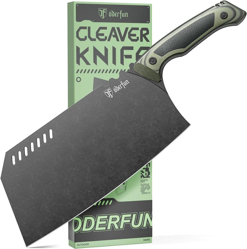 OVERFUN 8 Inch Meat Cleaver - German Rust-Resistant Full-Tang Steel, G10 Non-Slip Handle - Professional Bone Cutting Knife for Outdoor Cooking & Butcher Use with Gift Box - Knife For Men - Image 1