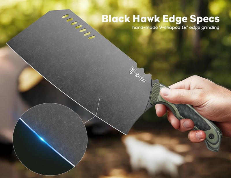 OVERFUN 8 Inch Meat Cleaver - German Rust-Resistant Full-Tang Steel, G10 Non-Slip Handle - Professional Bone Cutting Knife for Outdoor Cooking & Butcher Use with Gift Box - Knife For Men - Image 3