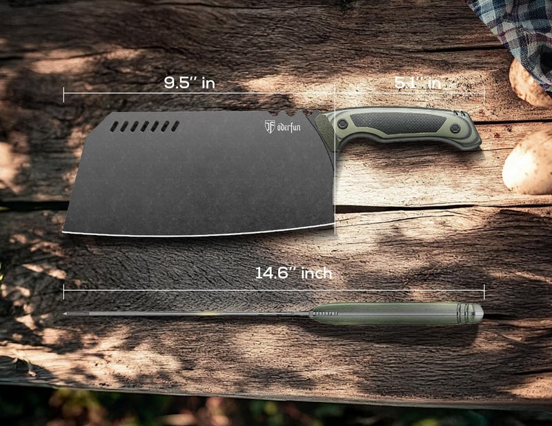 OVERFUN 8 Inch Meat Cleaver - German Rust-Resistant Full-Tang Steel, G10 Non-Slip Handle - Professional Bone Cutting Knife for Outdoor Cooking & Butcher Use with Gift Box - Knife For Men - Image 5