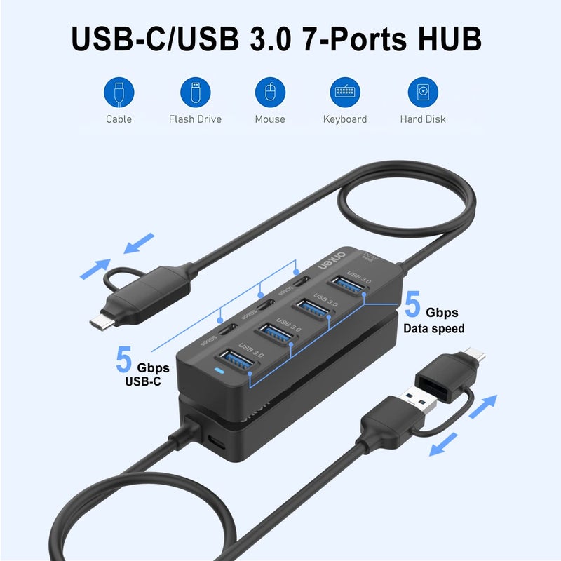 onten USB-A$USB-C HUB, 7Ports Hub (USB-C) - Image 5