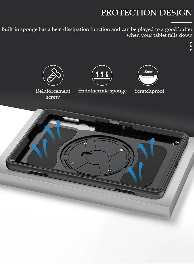 DUNISO Samsung Galaxy Tab S8 / S7 Case 11 Inch Multiple Angle Stand Cover with S Pen Holder zenrich Shockproof Case with Stand Hand Strap for SM-X700/X706/T870/T875/T876-Black - Image 3