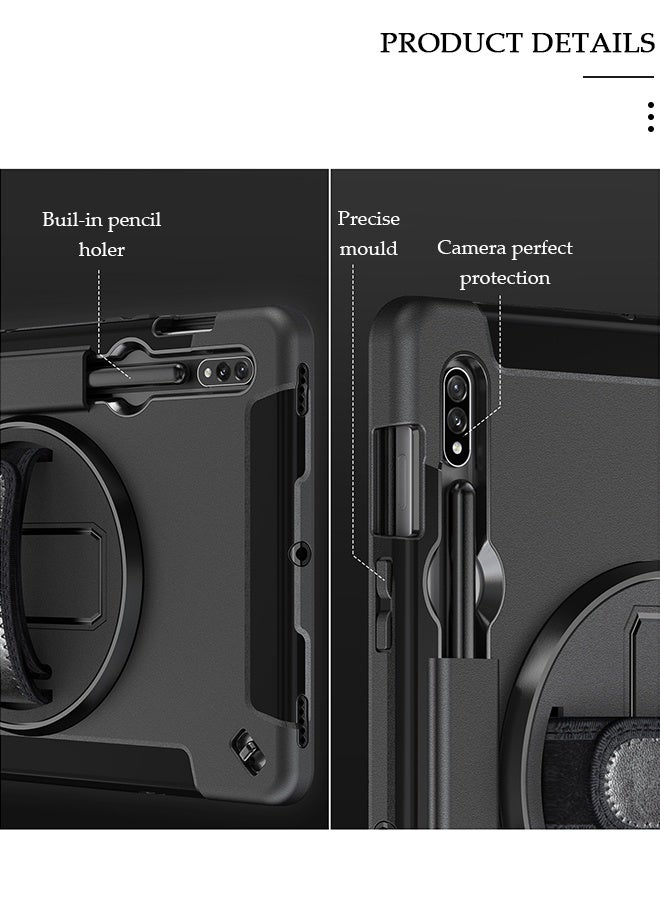 DUNISO Samsung Galaxy Tab S8 / S7 Case 11 Inch Multiple Angle Stand Cover with S Pen Holder zenrich Shockproof Case with Stand Hand Strap for SM-X700/X706/T870/T875/T876-Black - Image 4
