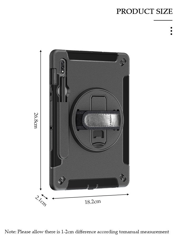 DUNISO Samsung Galaxy Tab S8 / S7 Case 11 Inch Multiple Angle Stand Cover with S Pen Holder zenrich Shockproof Case with Stand Hand Strap for SM-X700/X706/T870/T875/T876-Black - Image 2