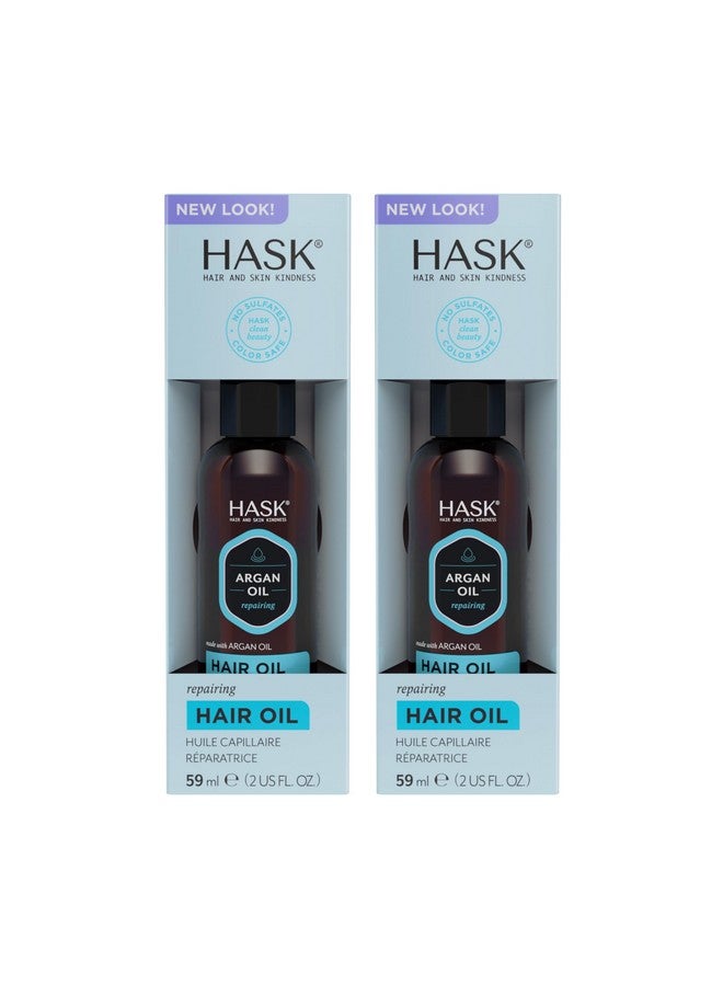 هاسك زيت هاسك أرجان لإصلاح الشعر من أجل لمعان وتحكم في التجعد لجميع أنواع الشعر، آمن على اللون، خالٍ من الغلوتين والكبريتات والبارابين - 2 زيت للشعر - Image 1