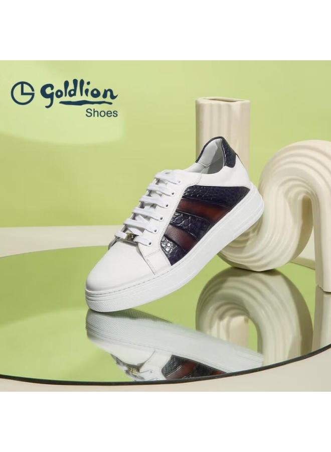Goldlion Men's Casual Shoes, Comfortable And Durable Classic Versatile Sneakers G563430704lba White And Blue Color Size 40 - Image 2
