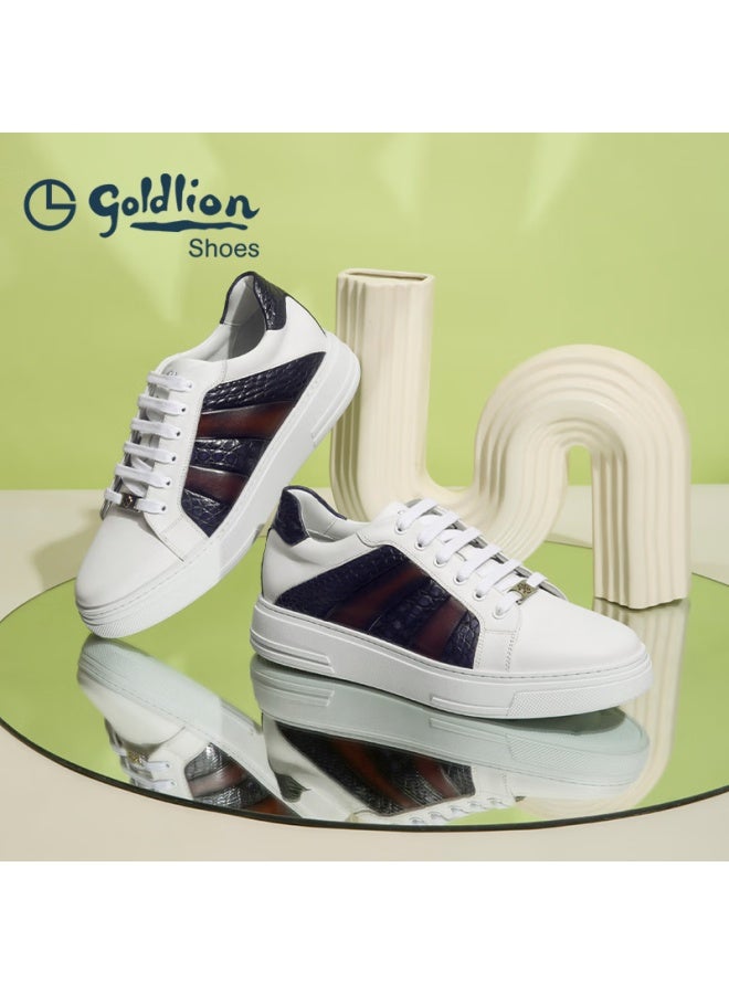 Goldlion Men's Casual Shoes, Comfortable And Durable Classic Versatile Sneakers G563430704lba White And Blue Color Size 40 - Image 4