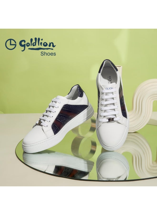 Goldlion Men's Casual Shoes, Comfortable And Durable Classic Versatile Sneakers G563430704lba White And Blue Color Size 40 - Image 3