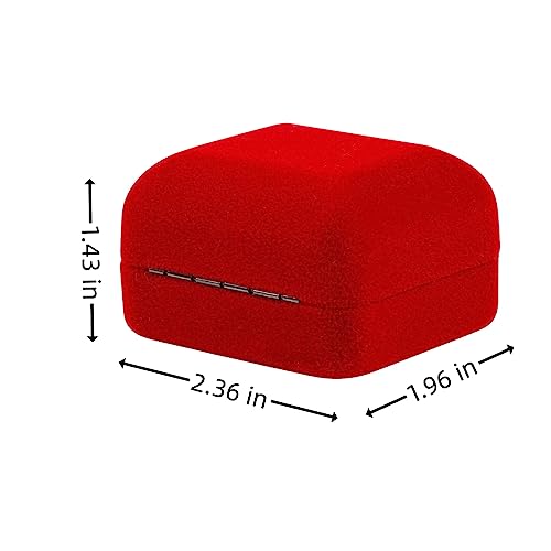 Omeet Velvet Metal Glossy with LED Jewelry Gift Box for Proposal, Engagement, Wedding - Easy to fit into Your Pocket or Handbag - Red - Image 4