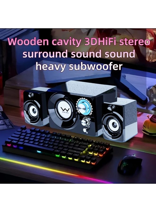 White 33 Model 3D Surround Sound Multimedia Speakers USB Powered For Computer TV Laptop - Image 2