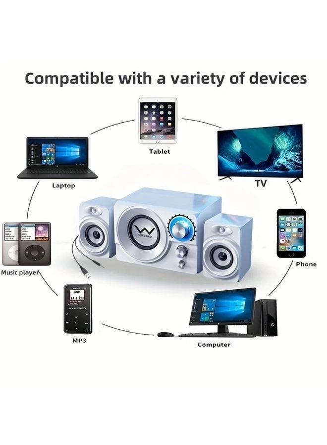 White 33 Model 3D Surround Sound Multimedia Speakers USB Powered For Computer TV Laptop - Image 5