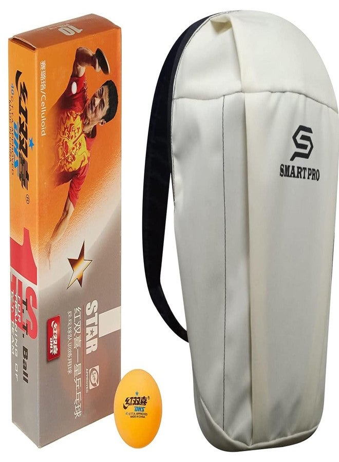 دي إتش أس كرة تنس الطاولة DHS 40 مم، نجمة واحدة، برتقالية (علبة من 10 قطع) 120 قطعة مع غطاء Smart PRO TT الخاص، بيج سريع - Image 1