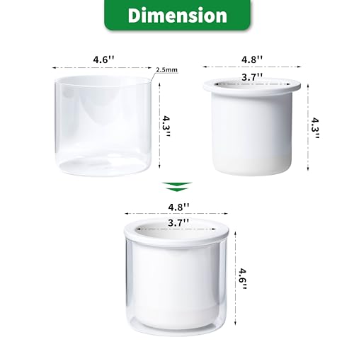 Phoenix Vine 4 Inch Self Watering Planter Pot, Design White Terracotta Pots for Plants, Indoor Cylinder Terra Cotta Pots with Glass Vase, Set of 4, 51-B-E-4 - Image 4