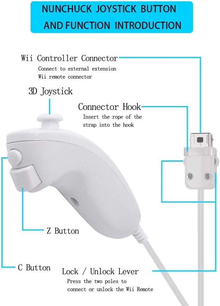 ZeroStory 2 حزم وحدة التحكم اللاسلكية و Nunchuck ل Wii و Wii U وحدة التحكم، Gamepad مع حالة السيليكون وحزام المعصم (أسود وأبيض) - Image 3