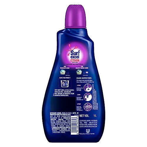 Surf Excel Matic Front Load Liquid Detergent 1L|| Specially designed to remove Tough Dried Stains, 1st time in Washing Machine - Image 2