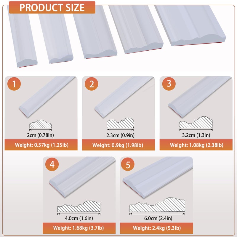QDYMXUN Self Adhesive TPE Chair Rail, Lightweight Peel and Stick Flexible Wall Panel Molding Trim for Mirror Frames, Cabinet Doors, and Home Decoration (118''L x 0.79''W) - Image 4
