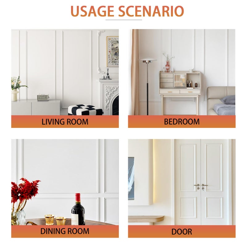 QDYMXUN Self Adhesive TPE Chair Rail, Lightweight Peel and Stick Flexible Wall Panel Molding Trim for Mirror Frames, Cabinet Doors, and Home Decoration (118''L x 0.79''W) - Image 5