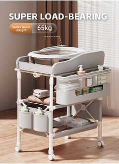 Soft Touch Foldable Infant Diaper Station Baby Diaper Changing Table with Wheels Nursery Organizer for Newborns Babies Dresser Changing Table with Storage Rack Strengthen Structure and Adjustable Height  - Image 4