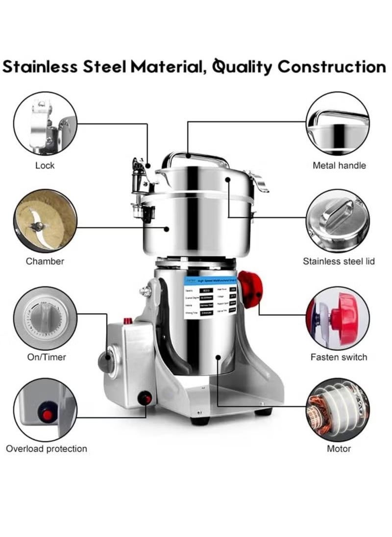 XiuWoo Electric Grinder, 304 Stainless Steel Powder Grinder, 36000 RPM, Spice, Nut, Cereal, 30s Speedy Grinding Mixer, Coffee Grinder Machine for Home, Restaurant, Hotel  - Image 5