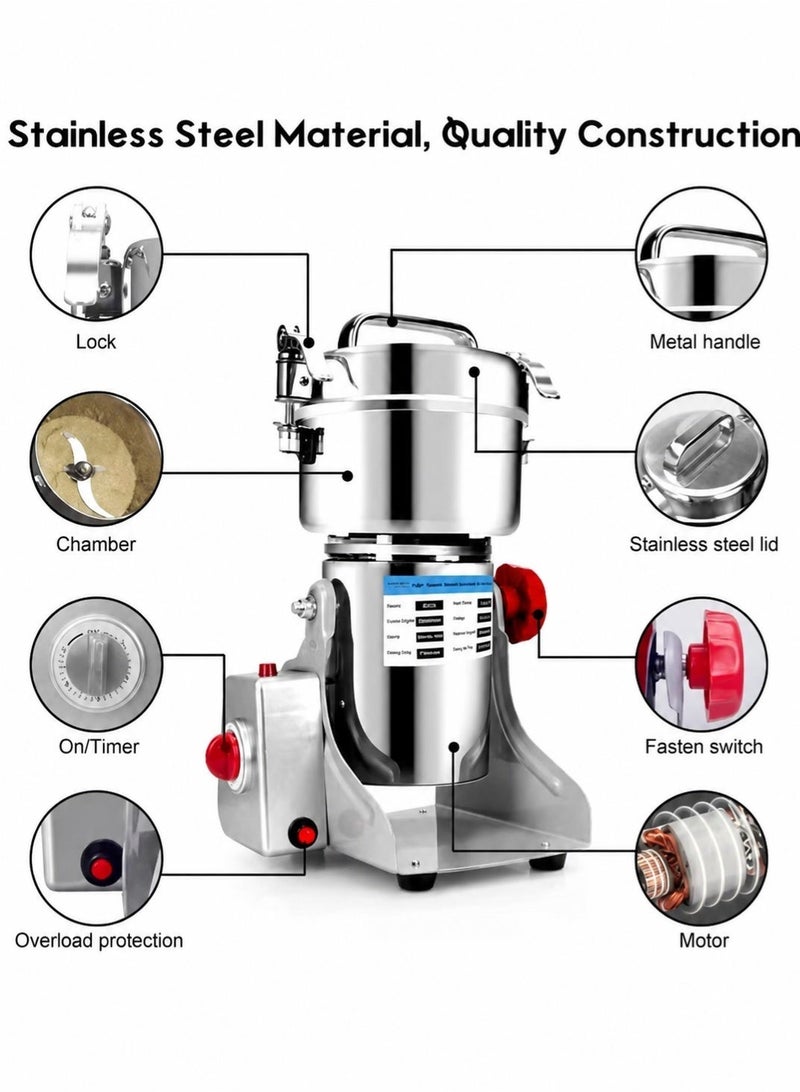 XiuWoo Electric Grinder, 304 Stainless Steel Powder Grinder, 36000 RPM, Spice, Nut, Cereal, 30s Speedy Grinding Mixer, Coffee Grinder Machine for Home, Restaurant, Hotel - Image 5
