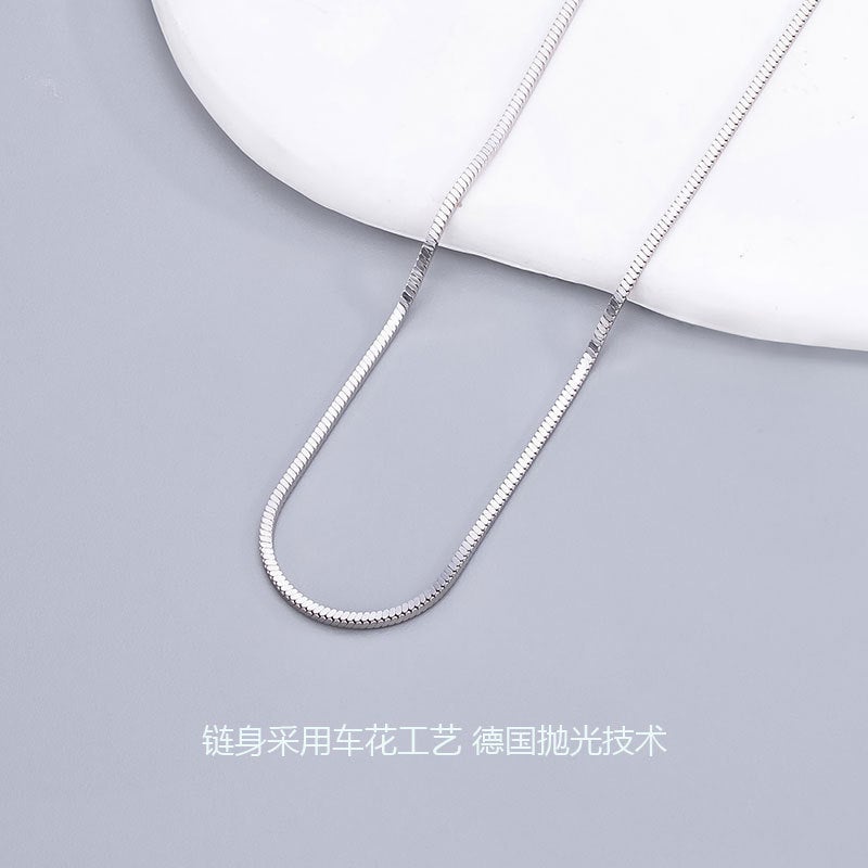 S925 Silver Square Snake Bone Chain Plain Chain Square Snake Bone Chain Clavicle Chain For Men And Women With Chain Snake Bone Chain - Image 2