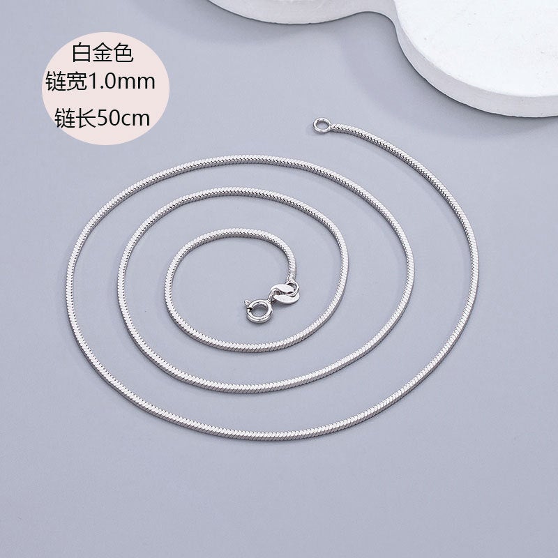S925 Silver Square Snake Bone Chain Plain Chain Square Snake Bone Chain Clavicle Chain For Men And Women With Chain Snake Bone Chain - Image 1