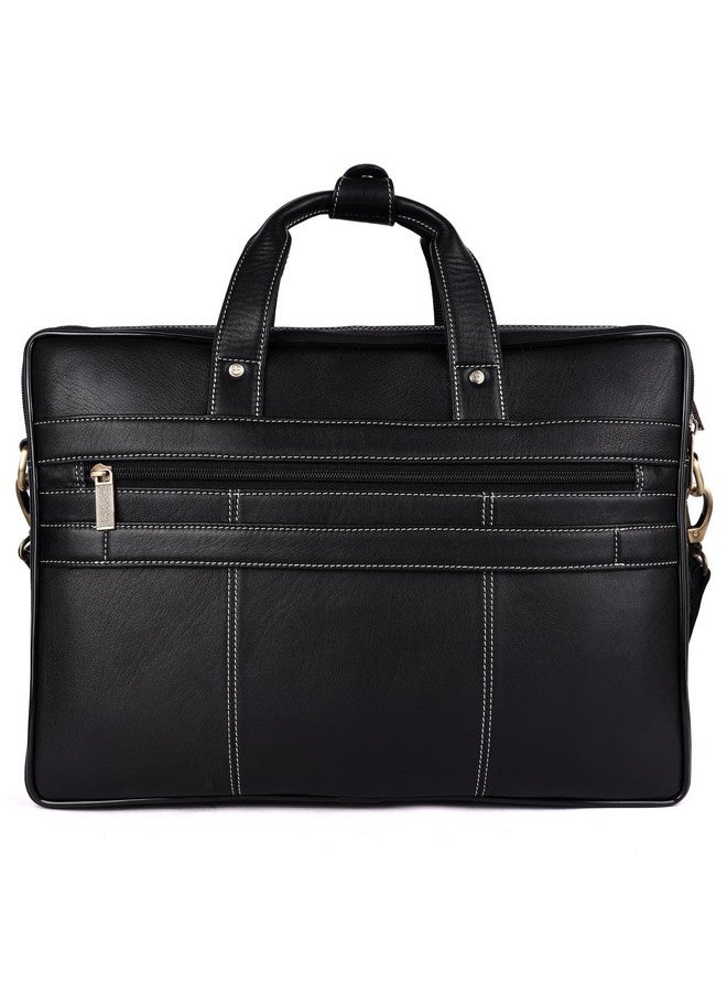  هاموندز فلاي كاتشر حقيبة مكتب من الجلد الأصلي للرجال من HAMMONDS FLYCATCHER، حقيبة كمبيوتر محمول احترافية مقاس 15.6 بوصة للرجال، حزام قابل للتعديل ومقصورات متعددة، حقيبة جلدية للرجال، ضمان لمدة عام - أسود أونيكس - Image 4