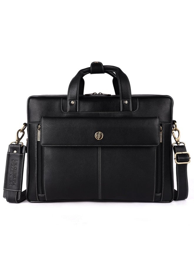  هاموندز فلاي كاتشر حقيبة مكتب من الجلد الأصلي للرجال من HAMMONDS FLYCATCHER، حقيبة كمبيوتر محمول احترافية مقاس 15.6 بوصة للرجال، حزام قابل للتعديل ومقصورات متعددة، حقيبة جلدية للرجال، ضمان لمدة عام - أسود أونيكس - Image 2