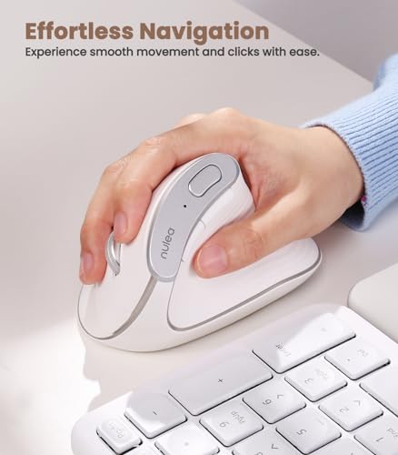 Nulea M510 Vertical Mouse Wireless, Ergonomic Mouse for Comfy Tracking, 3 Adjustable DPI (800-1200-1600), 2.4G Wireless Vertical Mouse with 6 Buttons, Compatible with Windows, Mac OS, Laptop, White - Image 4