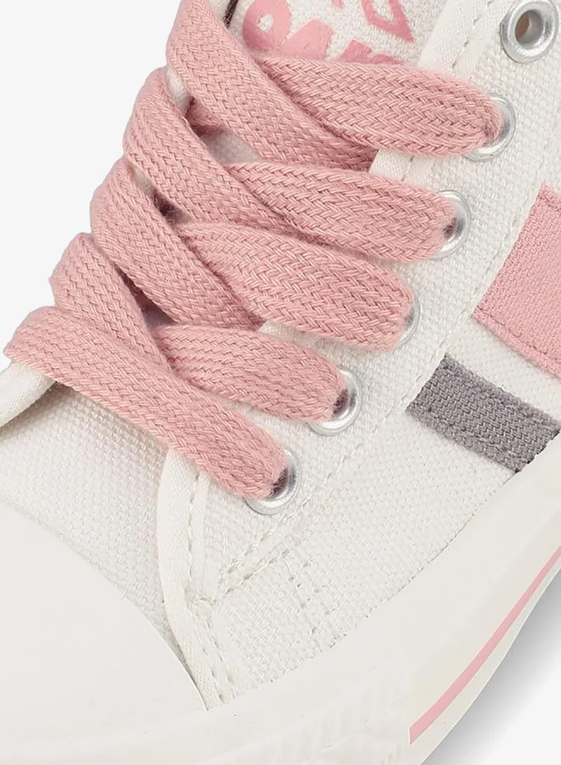 Oaklan By Shoexpress PINK Girls Striped Lace-Up Sneakers for Women | Best Price UAE