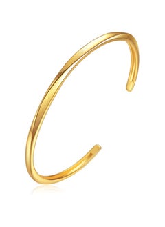 Thin Open Cuff Bangle Bracelet for Women Girls, 18K Gold Plated Oval Love Cuff Bracelets, Irregular Open Cuff Bangle Jewelry Gift for Women