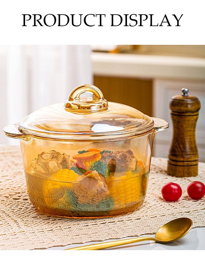High Borosilicate Amber Glass Cooking Pot, Large Capacity Glass Saucepan, Glass Cookware with Handle,Multi Purpose Kitchen Utensils, for Pasta, Stew, Milk, Salad, Baby Food, 2500ml - Image 5