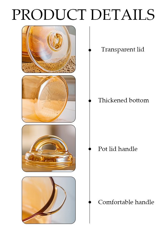 High Borosilicate Amber Glass Cooking Pot, Large Capacity Glass Saucepan, Glass Cookware with Handle,Multi Purpose Kitchen Utensils, for Pasta, Stew, Milk, Salad, Baby Food, 2500ml - Image 3