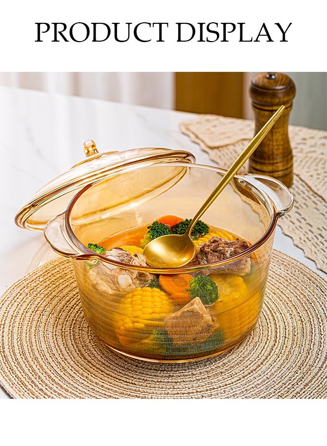 High Borosilicate Amber Glass Cooking Pot, Large Capacity Glass Saucepan, Glass Cookware with Handle,Multi Purpose Kitchen Utensils, for Pasta, Stew, Milk, Salad, Baby Food, 2500ml - Image 4