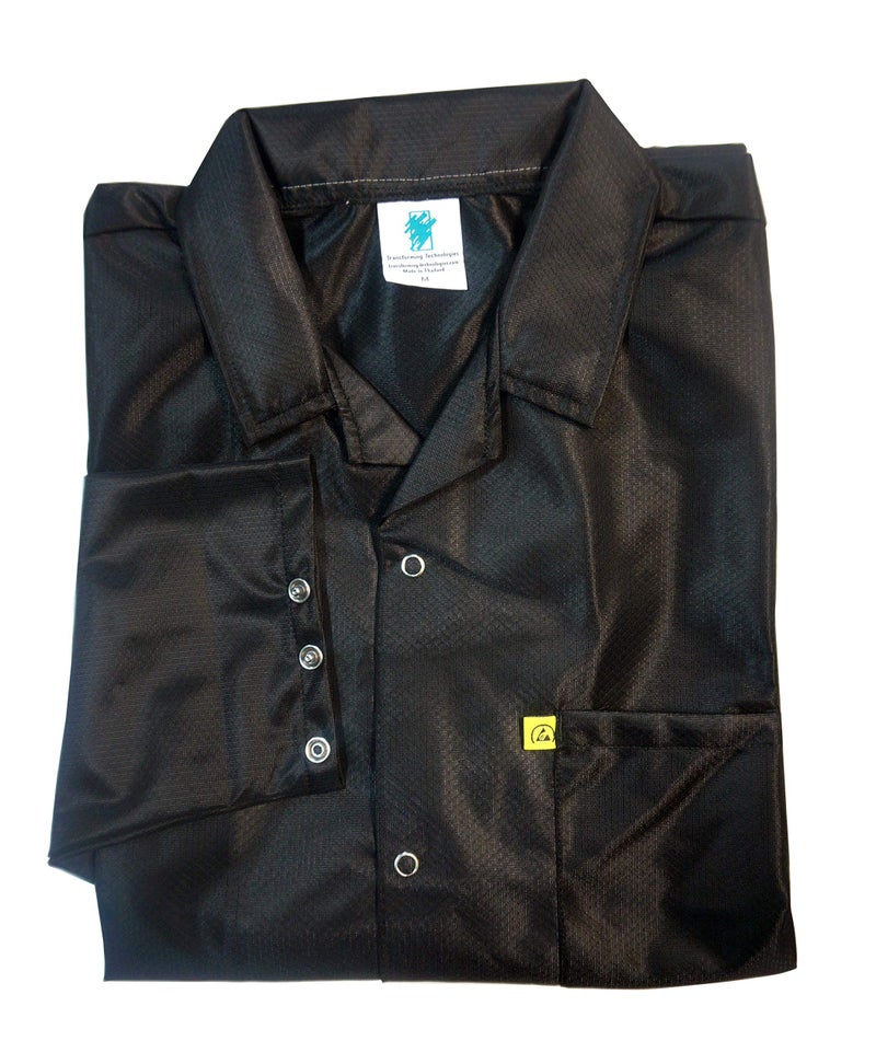 Static Care ESD Jacket, Lapel Collar and Snap Adjustment Sleeve, Black, Large - Image 4