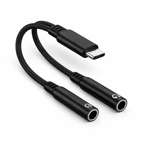 Mizi USB C to Dual 3.5mm Headphone Splitter, 2-Port Audio Adapter for iPhone 15/16/17 Pro, Galaxy S24/S25 Ultra, Pixel, iPad Pro - Share Music & Podcasts - Black - Image 1