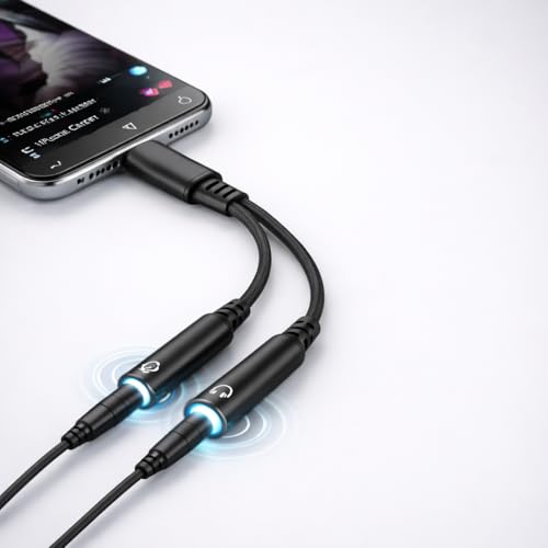 Mizi USB C to Dual 3.5mm Headphone Splitter, 2-Port Audio Adapter for iPhone 15/16/17 Pro, Galaxy S24/S25 Ultra, Pixel, iPad Pro - Share Music & Podcasts - Black - Image 3