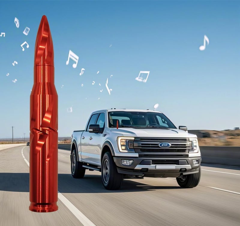 Seprochoo 7.8in Car Truck Bullet Antenna 50 Cal Bullet Antenna Truck Accessories Universal Replacement for GMC Sierra Chevy Dodge Ram Silverado 1500 2500 3500 Ford F150 F250 F350 Spiral Pattern (Red, 7.8inch) Hot & cold climate compatible - Image 1