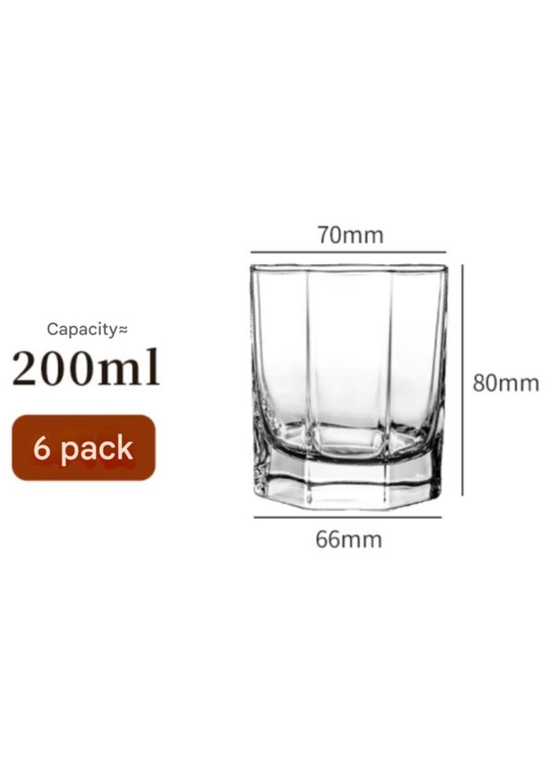 Jingke Wine Glass, Beer Whiskey Glass, Glass Water Cup,  6 Pack  200ml - Image 2