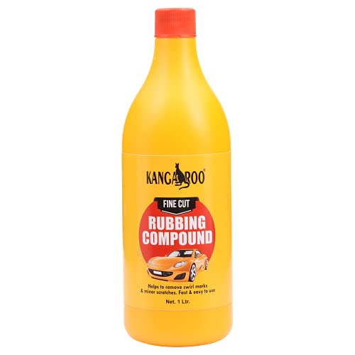 KANGAROO Wax Fine Cut Rubbing Compound (Heavy Cut 2) Scratch Remover, Paint Defect Hider And Oxidation From Cars, Bike, Motorbikes | No Scratches No Swirls (1 Litre), Yellow - Image 1