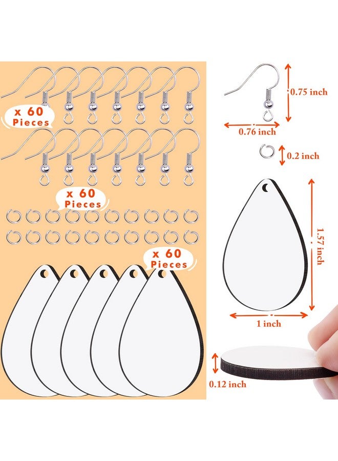 Duufin 120 Pcs Sublimation Earring Blanks With Earring Hooks And Jump Rings Sublimation Blanks Products Unfinished Mdf Teardrop Earrings Blanks For Sublimation Women Halloween Christmas Diy - Image 3