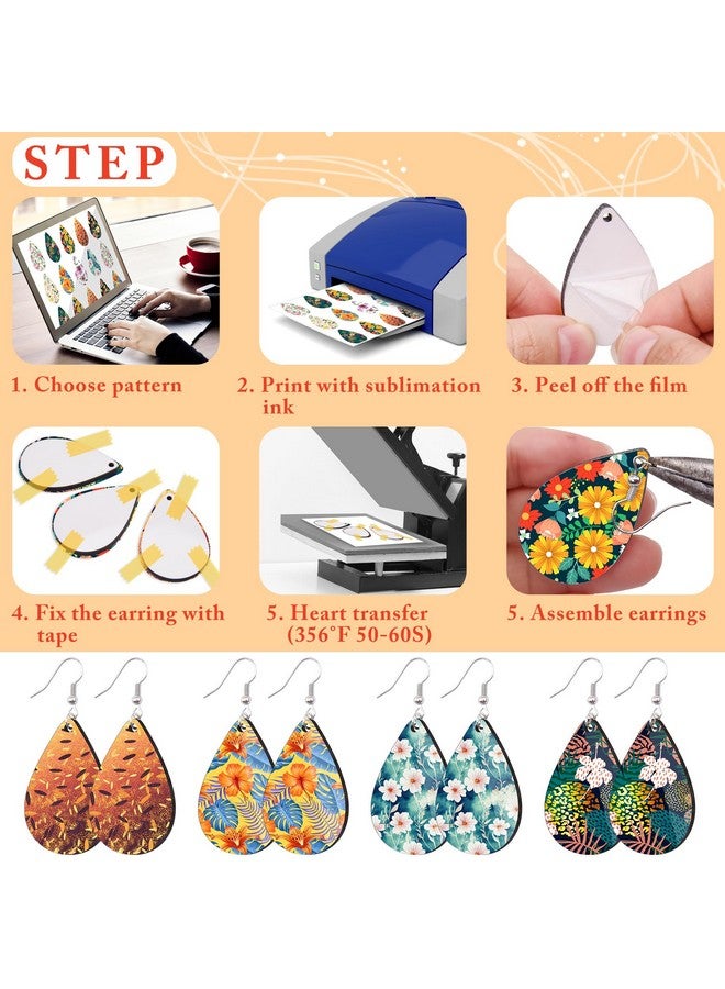 Duufin 120 Pcs Sublimation Earring Blanks With Earring Hooks And Jump Rings Sublimation Blanks Products Unfinished Mdf Teardrop Earrings Blanks For Sublimation Women Halloween Christmas Diy - Image 4