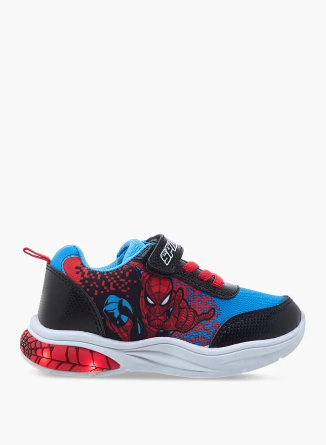 مارفل Boys Marvel Spider-Man Printed Light-Up Sneakers with Hook and Loop Closure
