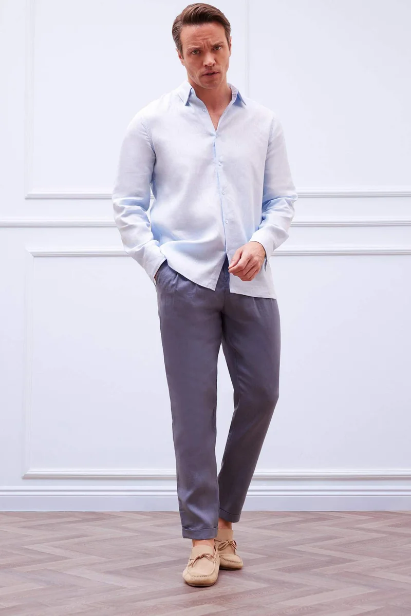 DeFacto Linen Regular Fit Crop Double Leg Summer Fabric Trousers
