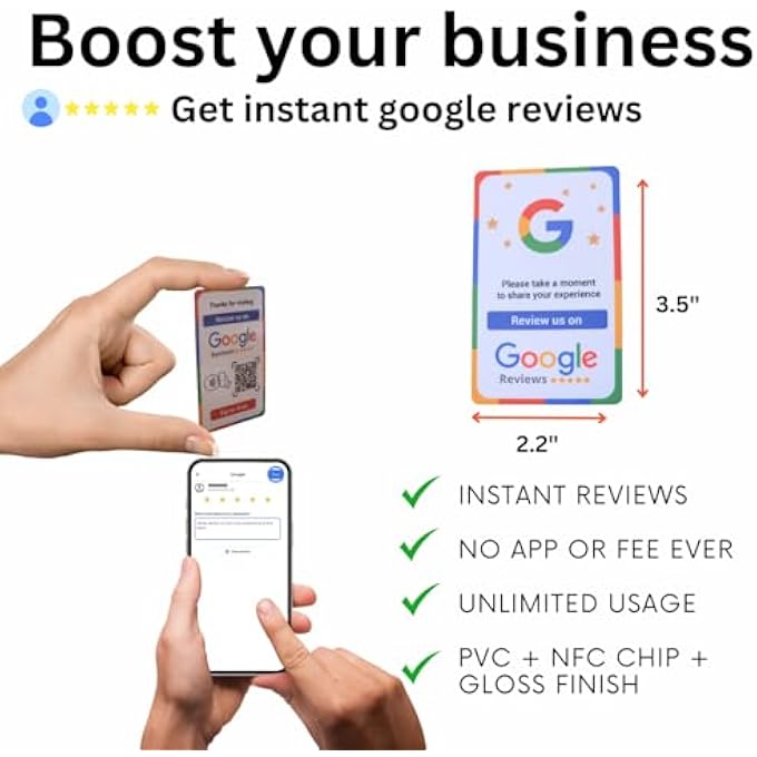 rayihni GOOGLE REVIEW CARD WITH NFC & QR - TAP OR SCAN TO DIRECT TO REVIEW PAGE - NO APP/SUBSCRIPTION NEEDED (PACK 6) - Image 2