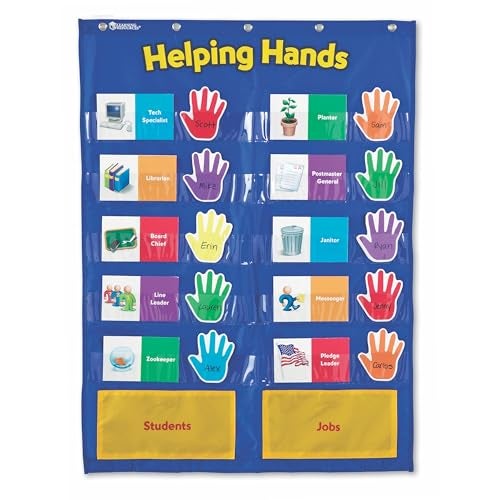 Learning Resources Helping Hands Pocket Chart 30 Card Classroom Organization Teacher AccessoriesTeacher Supplies for ClassroomBack to School Supplies - Image 1