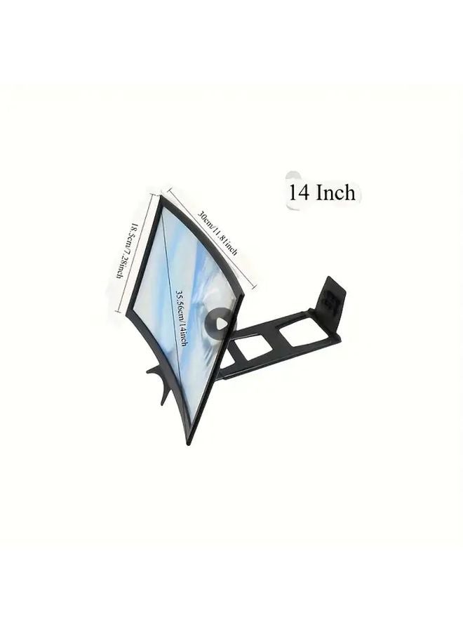 حامل هاتف قابل للطي مقاس 14 بوصة بشاشة مكبرة باللون الأسود لمشاهدة الأفلام ومقاطع الفيديو والألعاب - Image 1