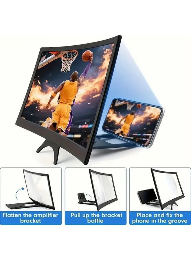 حامل هاتف قابل للطي مقاس 14 بوصة بشاشة مكبرة باللون الأسود لمشاهدة الأفلام ومقاطع الفيديو والألعاب - Image 4