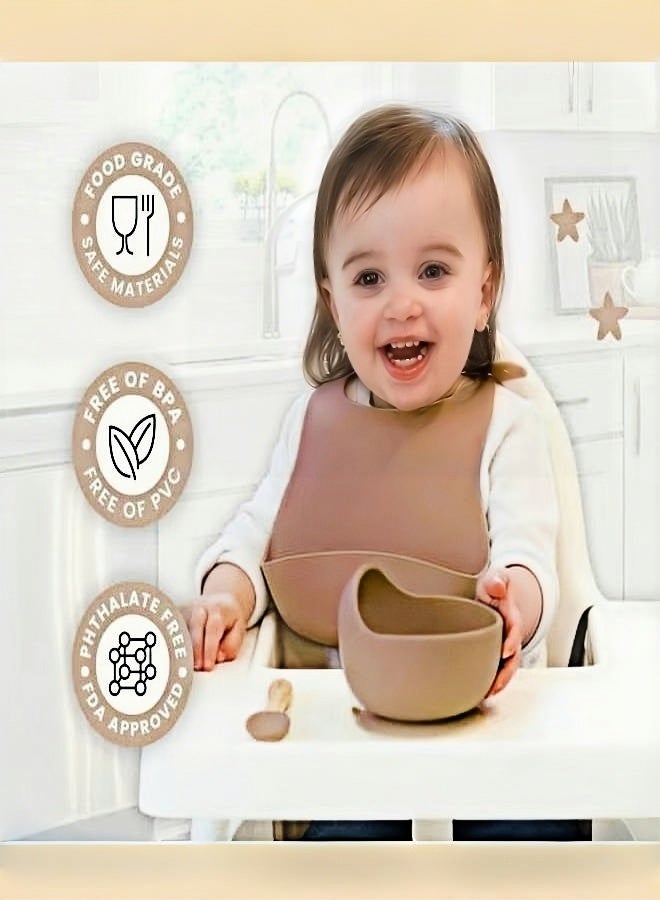 Set Of 2 Pieces Silicone Baby Feeding Set With Suction, Silicone Bowl and Spoon For Baby, Kids, - Image 3